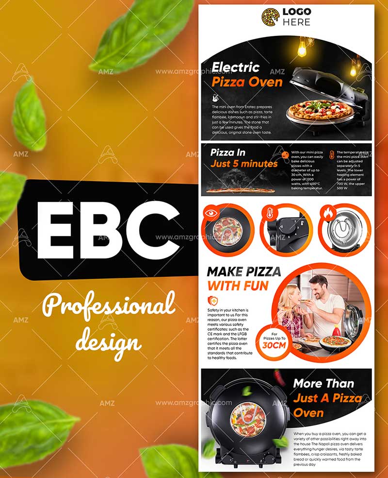 Custom A+ content image design for electric pancake and pizza maker product on Amazon